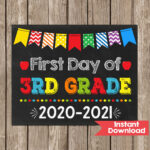 First Day Of 3RD GRADE Chalkboard Sign 8x10 INSTANT DOWNLOAD Photo Prop