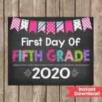 First Day Of 5TH GRADE Sign 8x10 INSTANT DOWNLOAD Photo Prop Back To