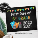 First Day Of 6th Grade 2020 2021 Printable Sign Poster Etsy
