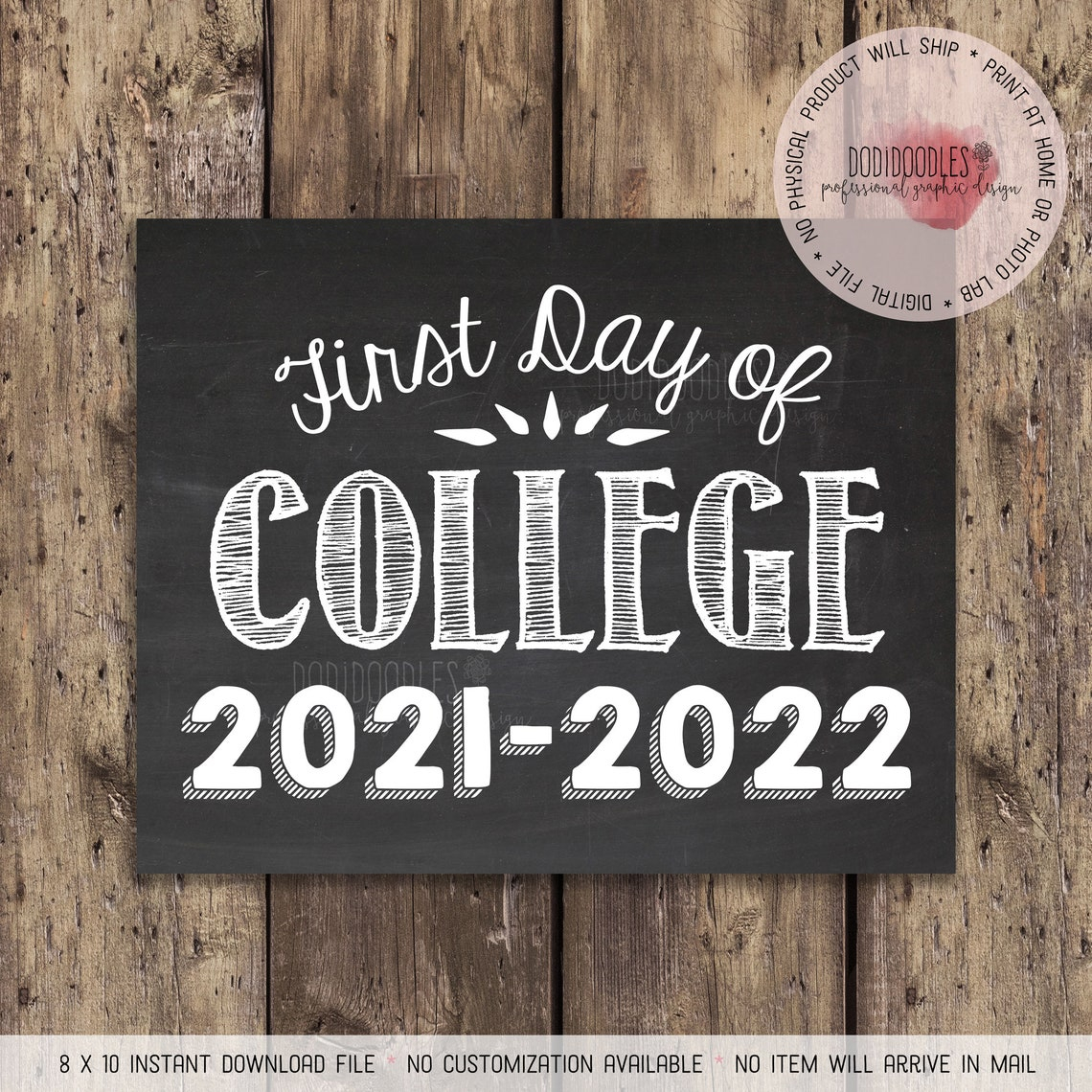 First Day Of College 2021 2022 Printable Chalkboard Sign Etsy