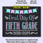 First Day Of FIFTH GRADE Sign School Chalkboard Sign First Etsy