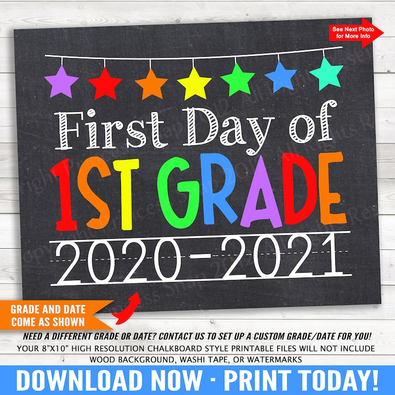 First Day Of First Grade 2020 2021 School Photo Prop Etsy
