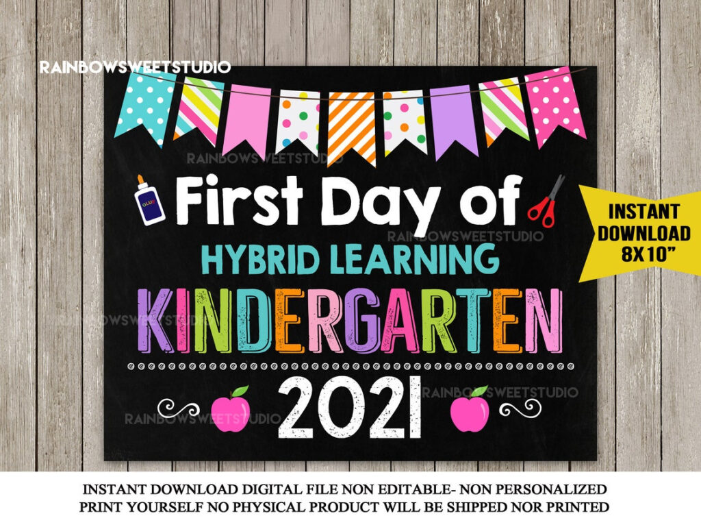 First Day Of Hybrid Learning Kindergarten Sign First Day Of Etsy