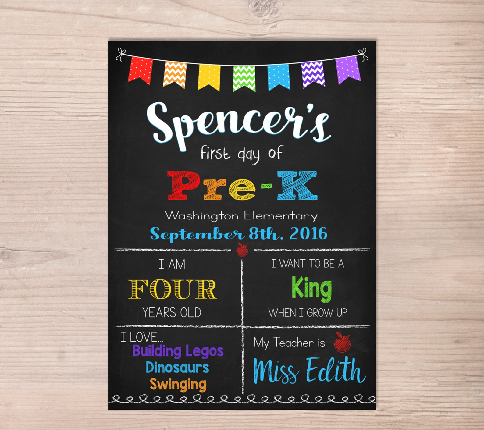 First Day Of Kindergarten Ship Lap Printable Sign