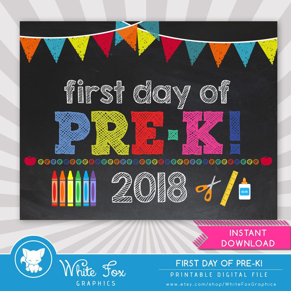 First Day Of Pre K Sign 1st Day Of School Printable First Etsy In 