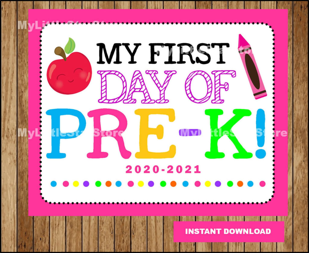 First Day Of Pre K Sign Printable First Day School Sign Etsy