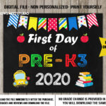 First Day Of PRE K3 Sign First Day Of School Sign Printable Etsy