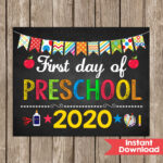 First Day Of Preschool Sign 8x10 INSTANT DOWNLOAD Photo Prop Etsy In