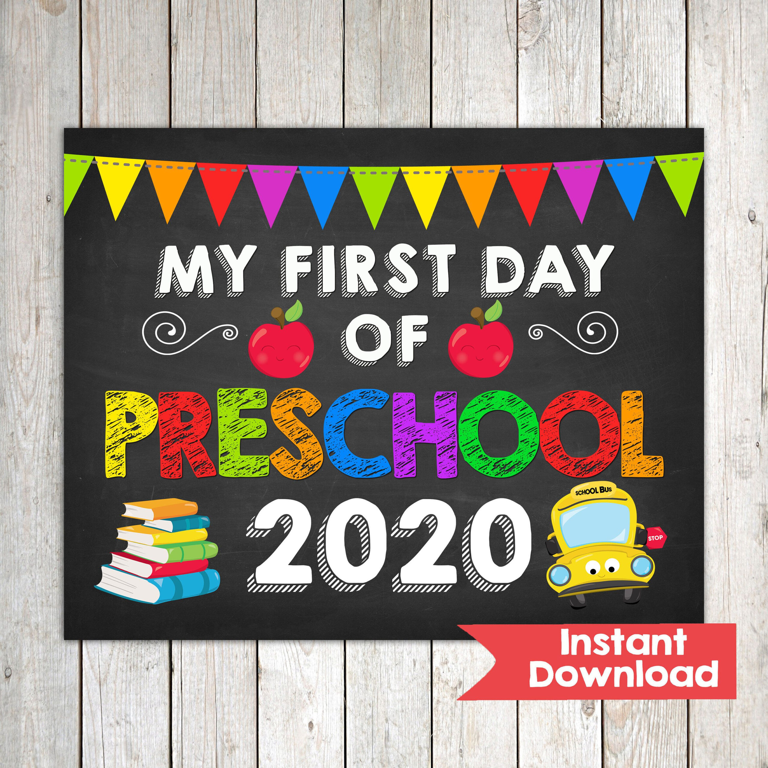 First Day Of Preschool Sign My First Day Of Preschool Etsy School 