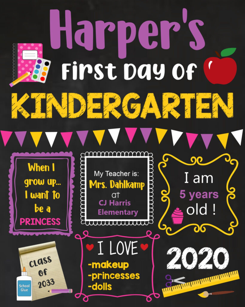 First Day Of School Chalkboard Poster Back To School Sign Etsy In 