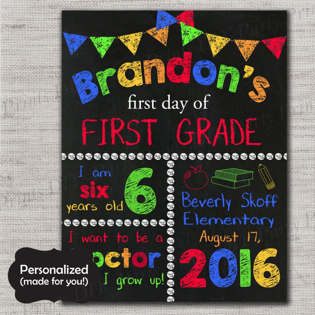 First Day Of School Sign First Day Of School Chalkboard Printable Sign 