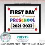 First Day Of School Sign Preschooler Starting Preschool Pre K 2021