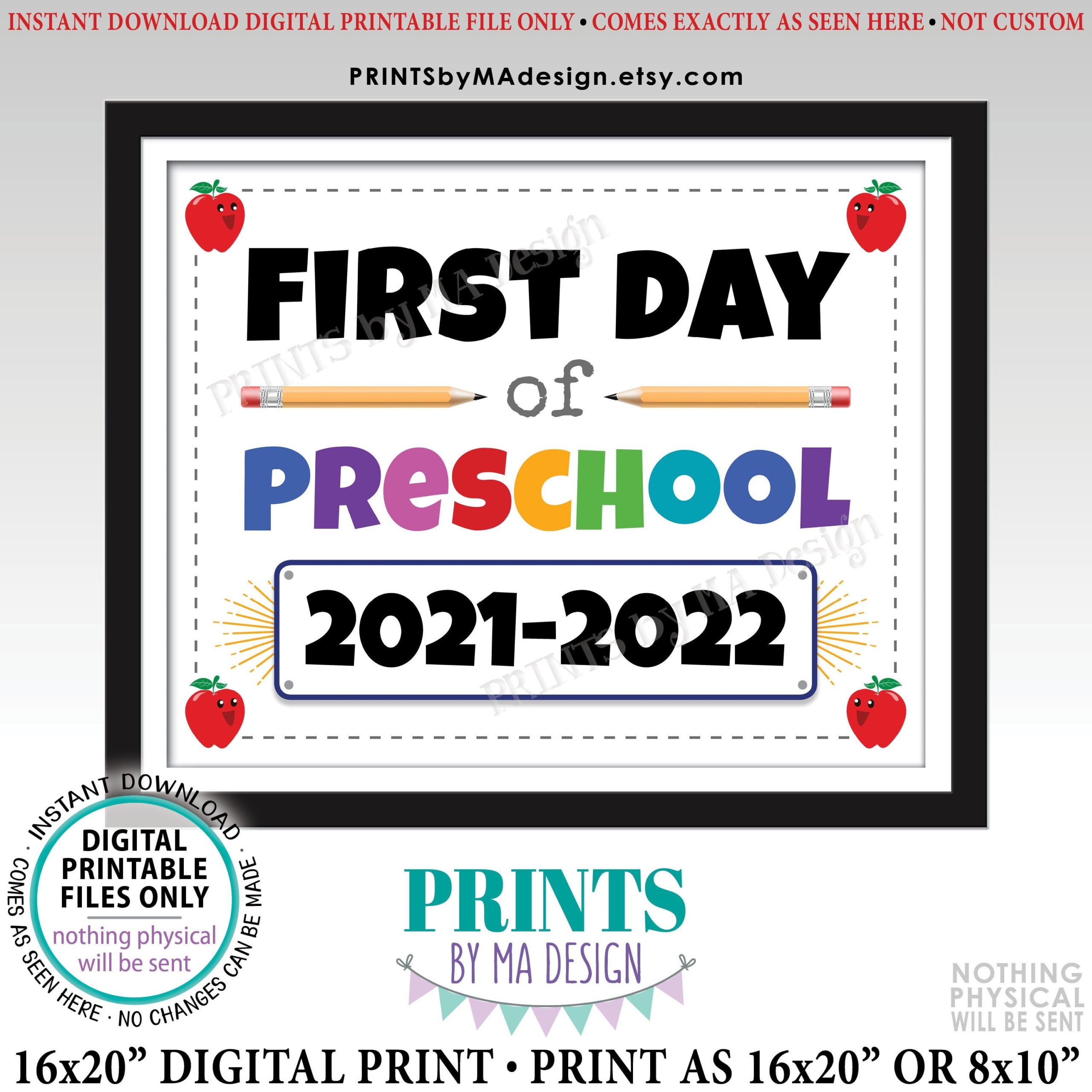 First Day Of School Sign Preschooler Starting Preschool Pre K 2021 