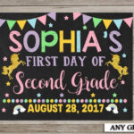 First Day Of Second Grade Chalkboard School Sign Unicorn First Day Of