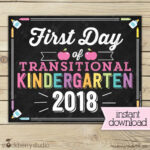 First Day Of Transitional Kindergarten Sign Girl First Day Of School