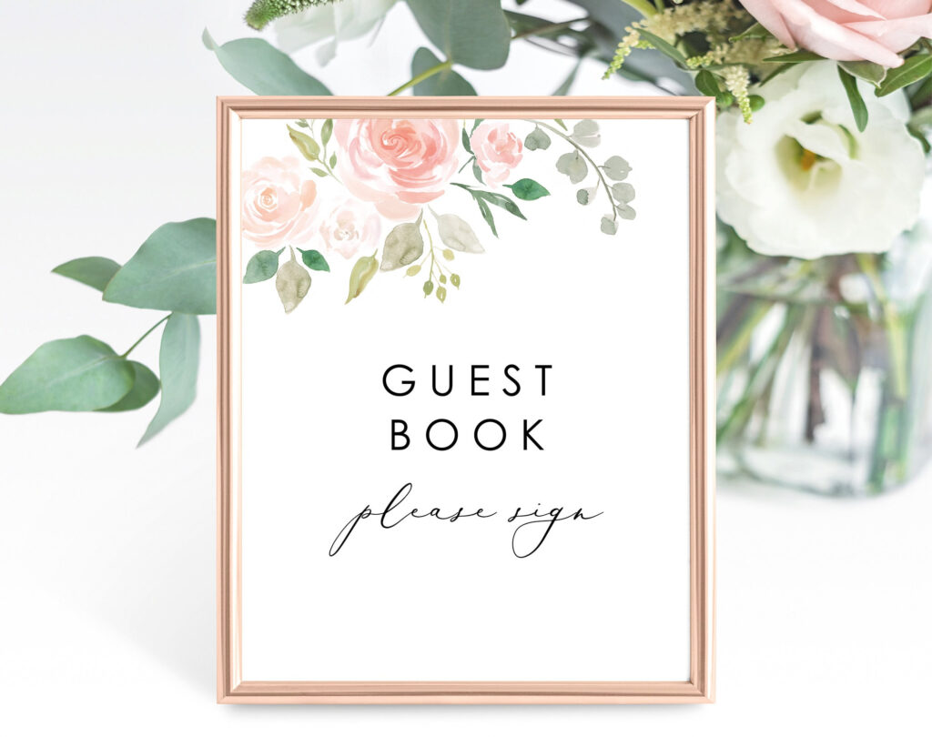 Floral Wedding Guest Book Sign Template Printable Please Sign Our 