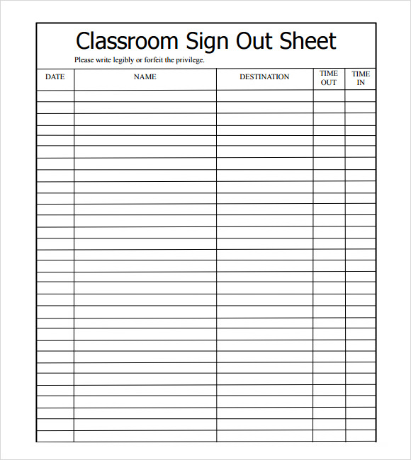 FREE 13 Sign Out Sheet Templates In PDF MS Word Excel