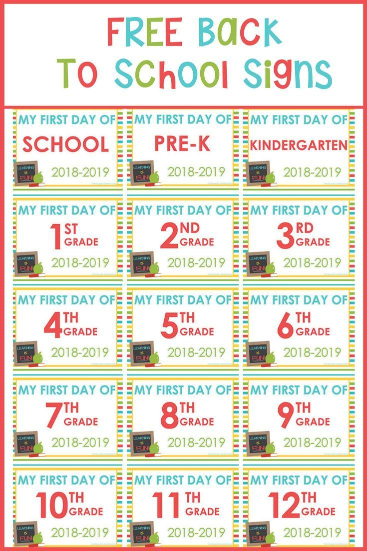 FREE Printable Back To School Signs There Is A Sign For Every Grade 