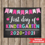 Girl First Day Of Kindergarten Sign 8x10 INSTANT DOWNLOAD Photo Prop