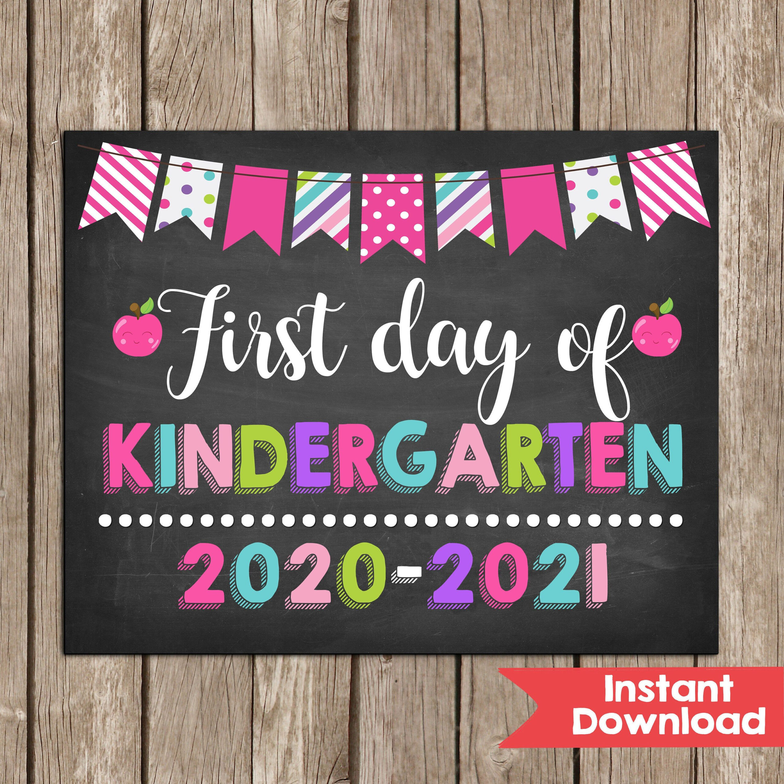 Girl First Day Of Kindergarten Sign 8x10 INSTANT DOWNLOAD Photo Prop 