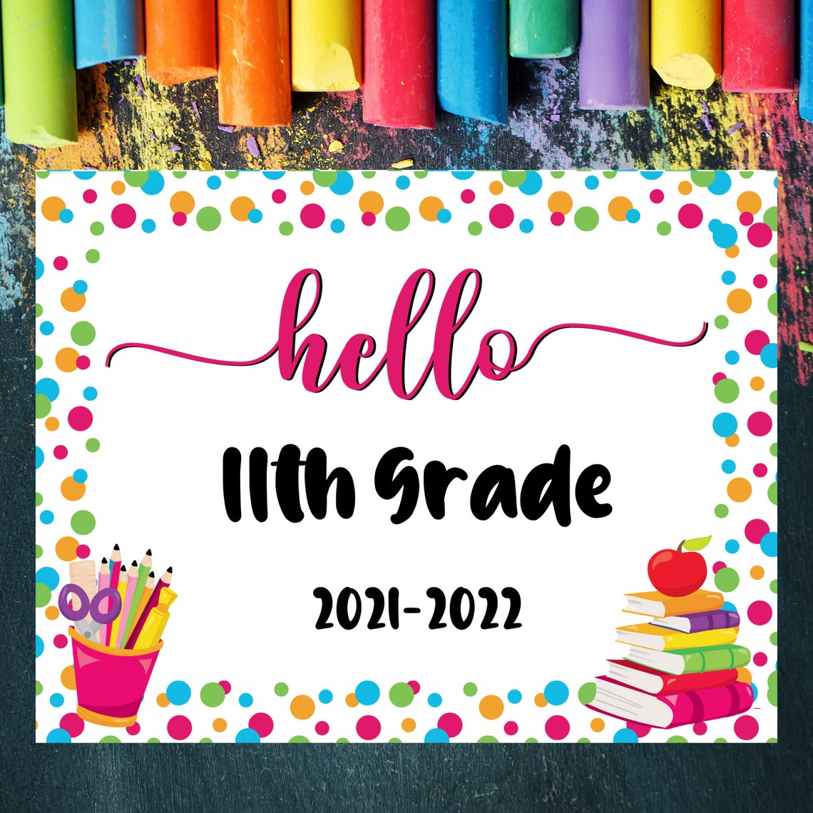 Hello 11th Grade Back To School Printable Sign Junior Year Etsy