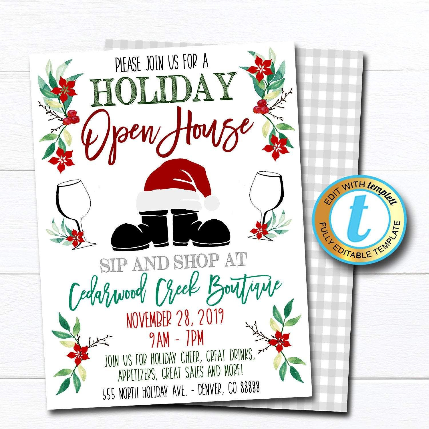 Holiday Open House Invitation Printable Template Holiday Open House 