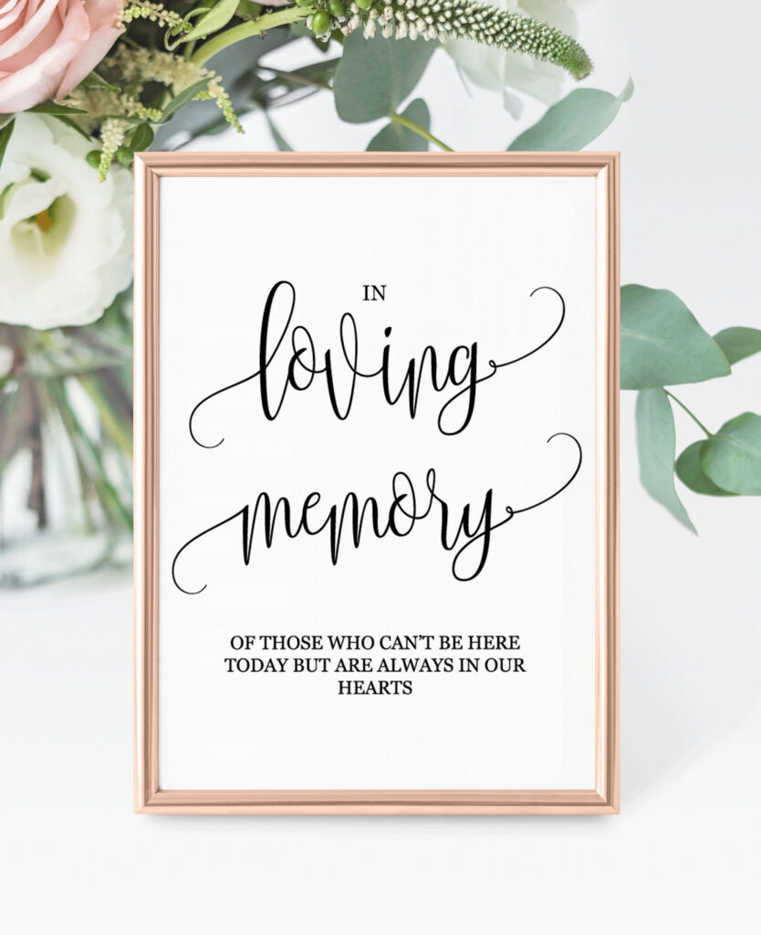 In Loving Memory Sign Memorial Sign In Loving Memory Table Sign 