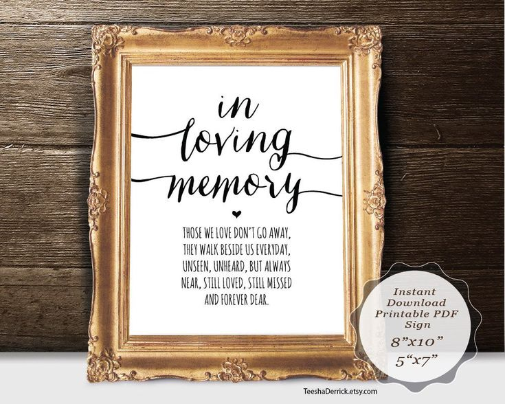 In Loving Memory Sign Wedding Memorial Table Sign Memorial Printable 