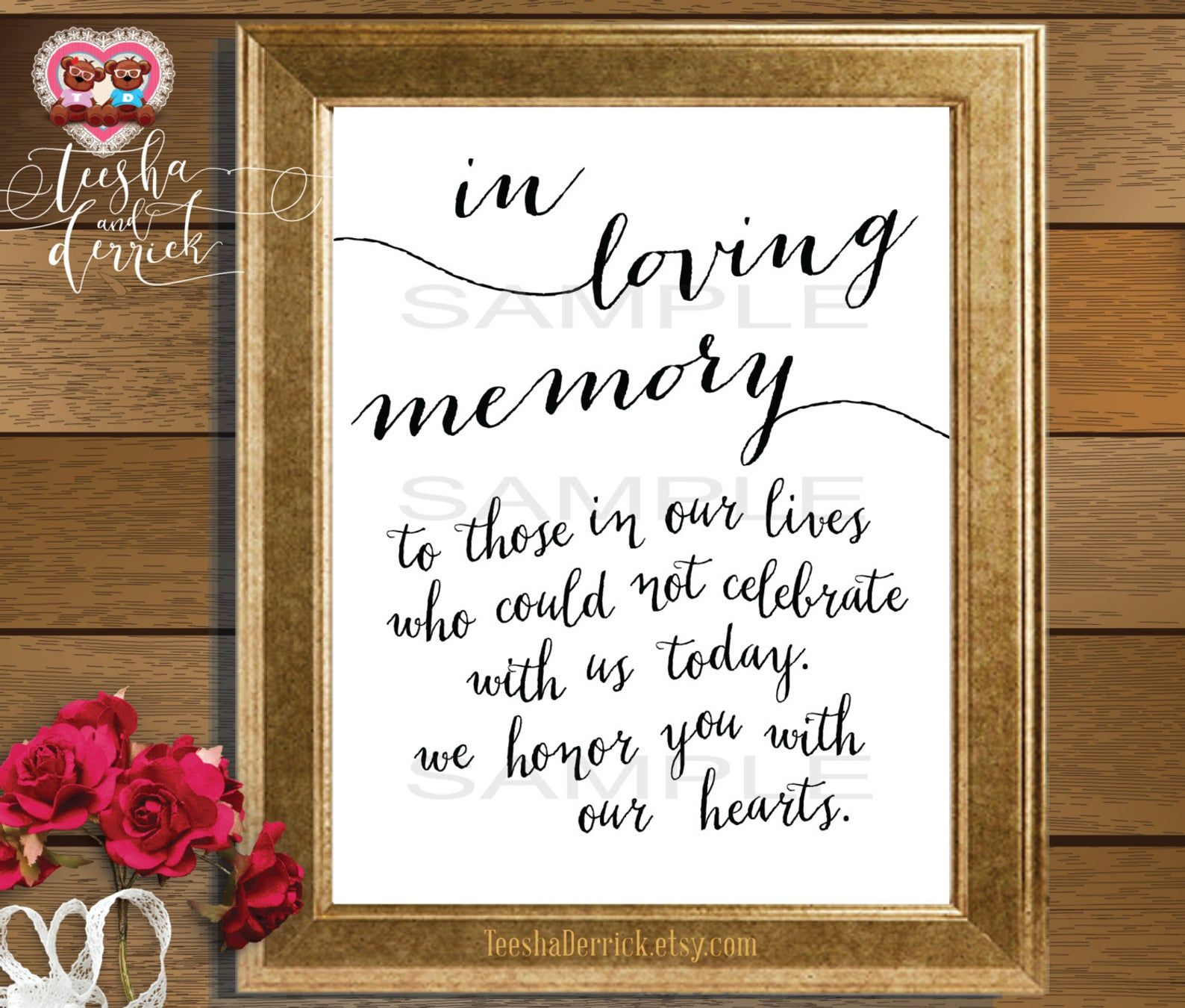 Instant Download Printable In Loving Memory Wedding Memorial Etsy 