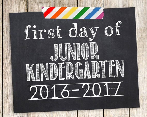 Items Similar To First Day Of Junior Kindergarten White On Chalkboard 