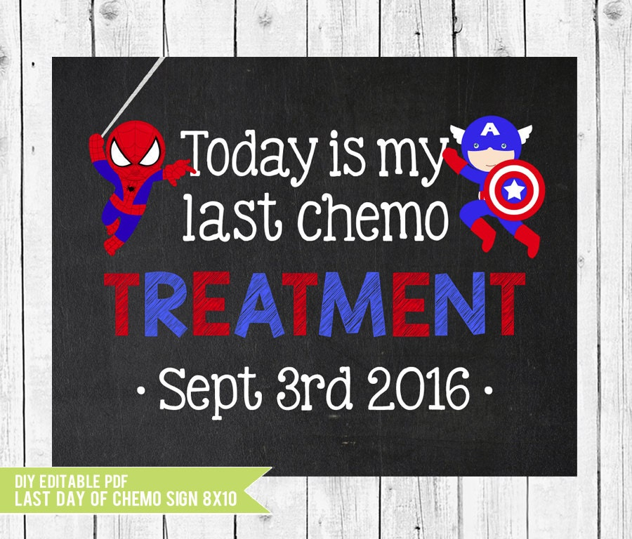 Last Day Of Chemo Treatment Chalkboard Editable Sign 8x10