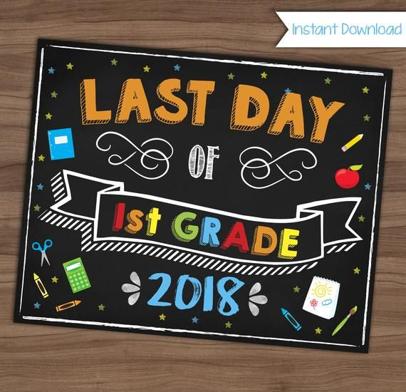 Last Day Of First Grade Chalkboard Sign 1st Grade Poster Etsy 
