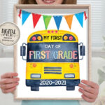 My First Day Of School Photo Prop Sign Printable School Bus FIRST