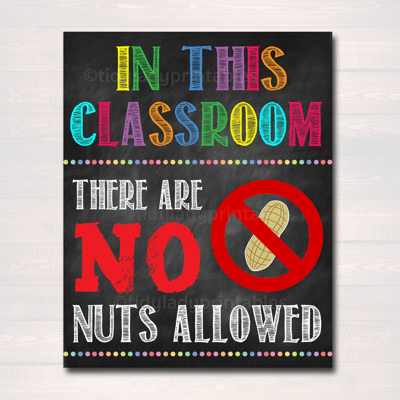 No Nuts Allowed School Poster Classroom Decor Classroom Etsy