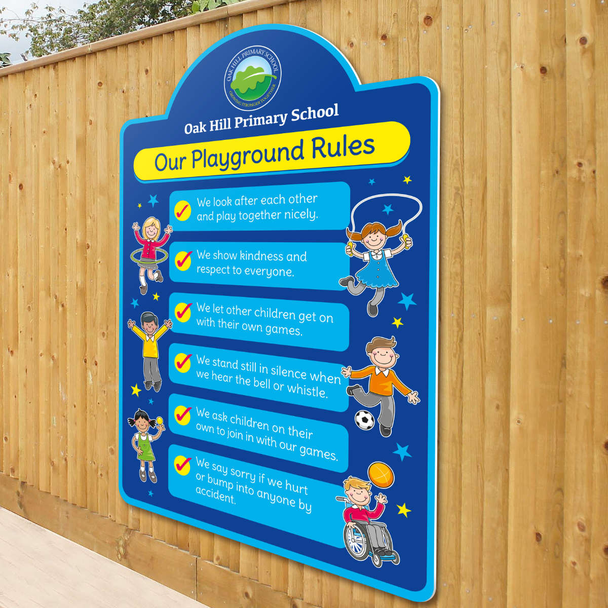 Playground Rules Sign Arch top Customised For Your School