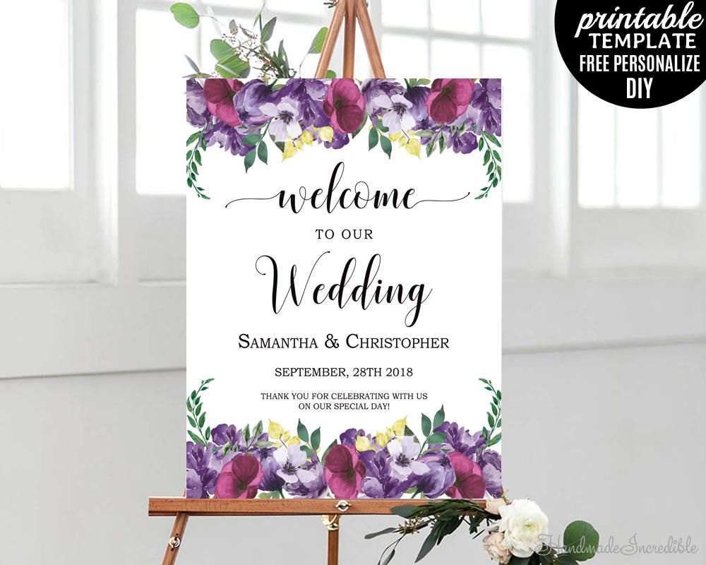 Plum And Purple Wedding Poster Printable Wedding Poster Wedding 