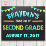 Printable First Day Of School Chalkboard Sign Boy Blue Happy Barn