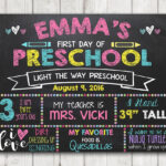 Printable First Day Of School Sign First Day Of Preschool