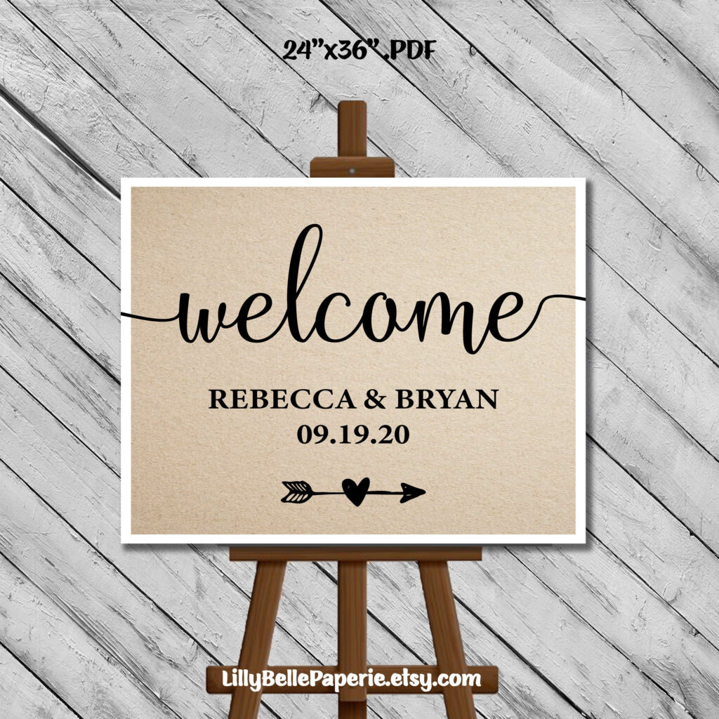 Printable Personalized Wedding Welcome Sign Wedding Welcome Sign 