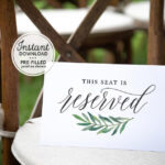 Printable Reserved Seat Sign For Wedding This Row Is Reserved Etsy