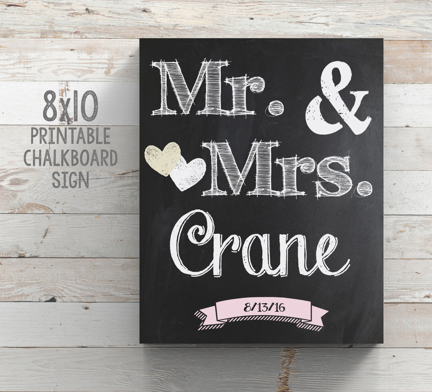 Printable Wedding Mr And Mrs Chalkboard Sign Happy Barn