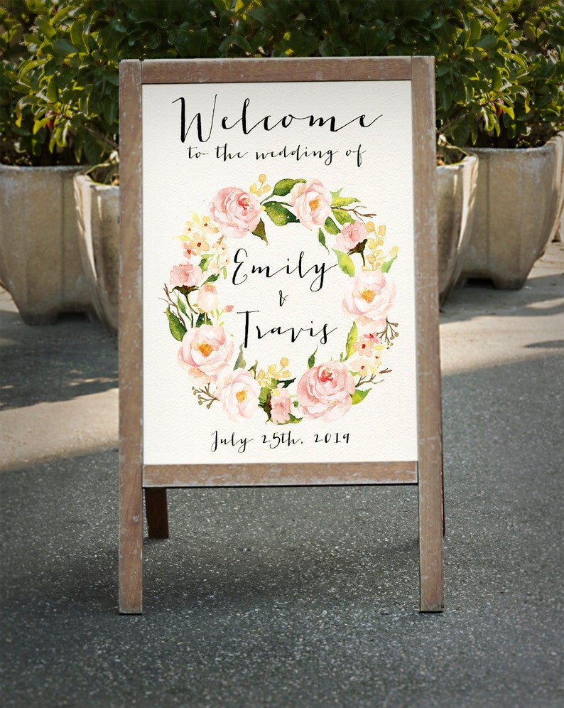 Printable Wedding Sign Welcome Wedding Sign Floral Wedding Etsy