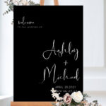 Printable Wedding Welcome Sign Black Modern Wedding Reception Etsy In