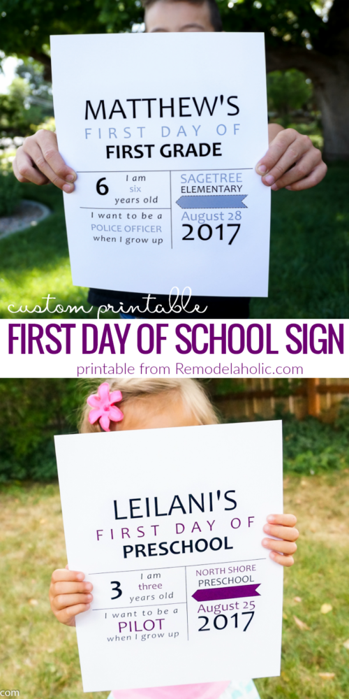 Remodelaholic NEW Printable First Day Of School Signs Updated For 