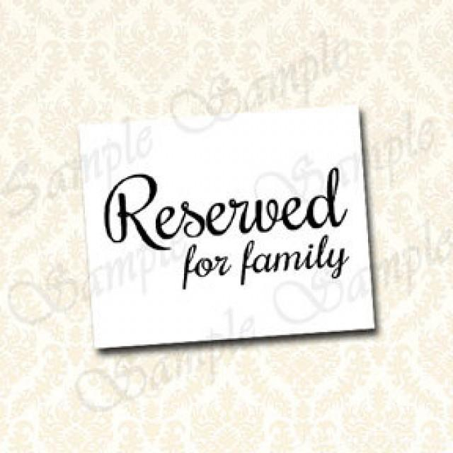 Reserved For Family Sign Printable Wedding Reserved Seating Sign 