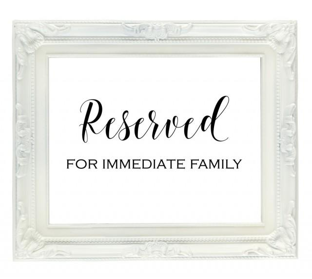 Reserved For Family Sign Reserved Seating Sign Wedding Reception Sign 