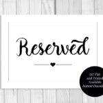 Reserved Table Signs 5x7 Printable Black And White Wedding Etsy