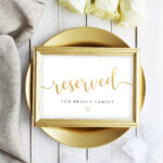 Reserved Wedding Sign Reserved Table Sign Reserved Row Sign Reserved