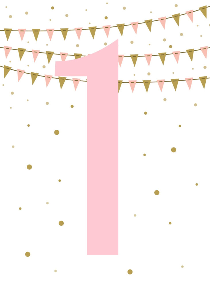 Tattered And Inked Pink Gold First Birthday FREE Printables 