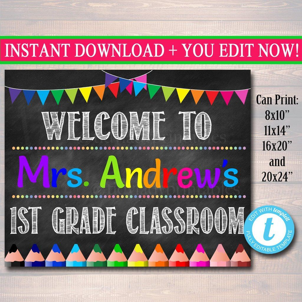 Teacher Classroom Door Sign Editable DIY Template Classroom Door 